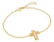 wholesale silver gold plated cross cz bracelet