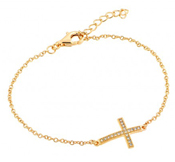 wholesale silver gold plated cross cz bracelet
