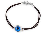 wholesale silver evil eye leather strap bracelet