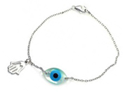 wholesale silver evil eye and hamsa charm bracelet