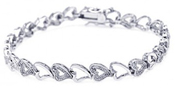 wholesale silver heart cz bracelet