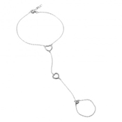 wholesale silver double heart chain finger bracelet