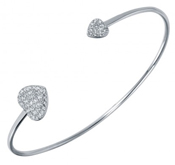 wholesale silver two hearts cuff bracelet