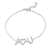 wholesale silver cz i heart u bracelet