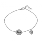 wholesale silver love and heart cz bracelet