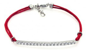 wholesale silver cz red cord bracelet