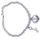 wholesale silver cz lock and key bracelet