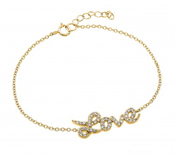 wholesale silver gold plated love cz bracelet