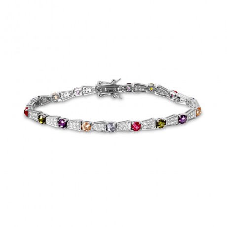 wholesale silver multi color tennis bracelet