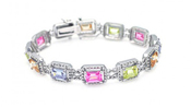 wholesale silver multicolor princess cz bracelet