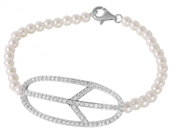 wholesale silver peace sign pearl bracelet
