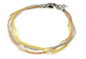 wholesale silver three tone strand italian bracelet