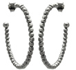 sterling silver black rhodium plated italian fine bead hoop earrings
