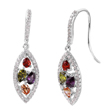 wholesale silver marquiseshaped multicolor cz earrings