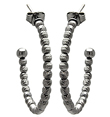 sterling silver black rhodium plated italian fine bead hoop earrings