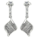 wholesale silver leaf cz stud earrings