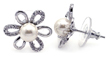 wholesale sterling silver sunflower cz synthetic pearl stud earrings