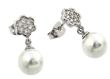 wholesale silver flower cz pearl stud earrings