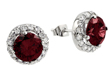 wholesale silver round red cz stud earrings