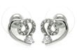 sterling silver rhodioum plated cz heart outline stud earrings