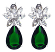 wholesale silver teardrop green and cz stud earrings