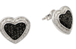 wholesale silver black heart cz stud earrings