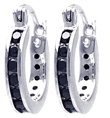 wholesale sterling silver black cz hoop earrings