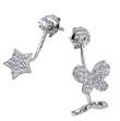 wholesale silver cz star and butterfly earrings