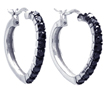 wholesale sterling silver black half eternity cz heart hoop earrings