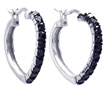 wholesale sterling silver black half eternity cz heart hoop earrings