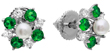 wholesale silver green cz flower earrings