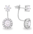 wholesale silver cz halo earrings