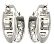 wholesale silver baguette cz hoop earrings