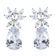 wholesale silver flower pear cz stud earrings