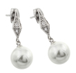 sterling silver rhodioum plated cz pearl stud earrings