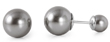 wholesale silver gray pearl stud earrings