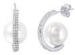 wholesale silver ccurved pearl cz stud earrings