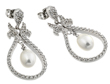 wholesale silver teardrop cz white pearl earrings