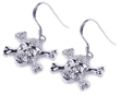 wholesale silver pirate skull cz hook earrings