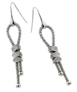 sterling silver rhodium ribbon center rectangular cz hook earrings