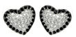 sterling silver rhodioum plated black and heart cz outline stud earrings