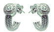 sterling silver rhodioum plated crescent center round cz stud earrings