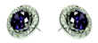 wholesale sterling silver purple and round cz stud earrings