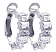 wholesale silver baguette cz hoop earrings