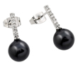 wholesale silver channel set cz black pearl stud earrings