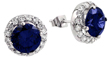 wholesale silver blue round cz stud earrings