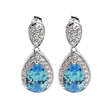 wholesale silver blue teardrop and cz stud earrings
