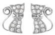 wholesale silver bow kitty earrings