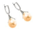 wholesale silver channel set cz champagne synthetic pearl lever back earrings