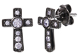 sterling silver black rhodium plated cross earringswith cz earrings